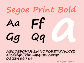 Segoe Print Bold Version 5.04 Font Sample