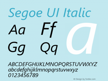 Segoe UI Italic Version 5.30 Font Sample