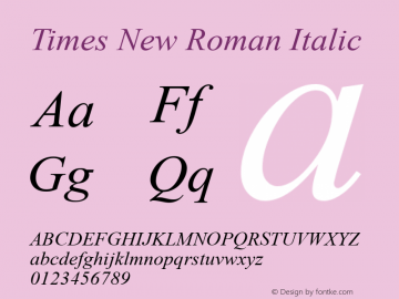 Times New Roman Italic Version 7.00图片样张