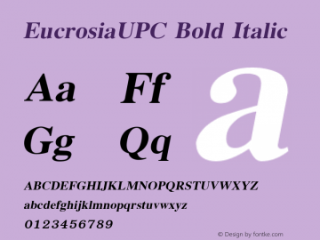 EucrosiaUPC Bold Italic Version 5.05图片样张