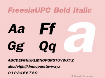 FreesiaUPC Bold Italic Version 5.05 Font Sample