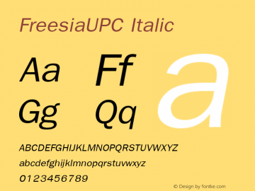 FreesiaUPC Italic Version 5.05图片样张