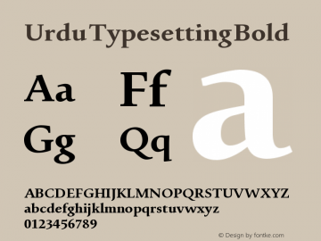 Urdu Typesetting Bold Version 6.86 Font Sample