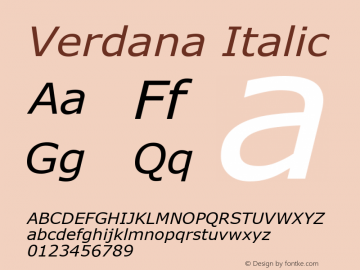 Verdana Italic Version 5.33 Font Sample