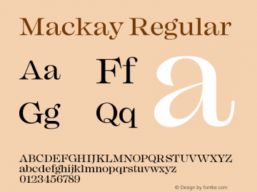 Mackay Regular Version 1.000;PS 001.000;hotconv 1.0.88;makeotf.lib2.5.64775 Font Sample