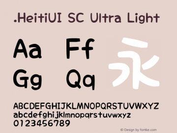 .HeitiUI SC Ultra Light  Font Sample