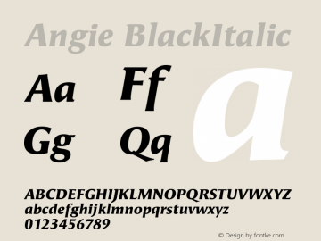 Angie-BlackItalic Version 001.000图片样张