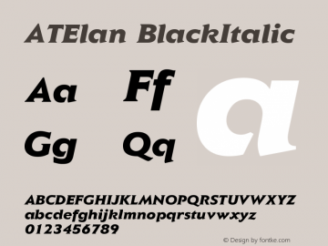 AT Elan Black Italic Version 1.0 Font Sample