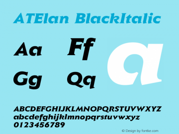 AT Elan Black Italic Version 1.0 Font Sample