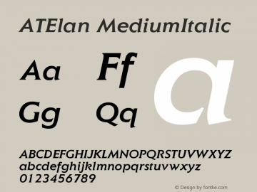 AT Elan Medium Italic Version 1.0图片样张