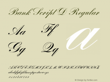Bank Script D Version 001.005 Font Sample
