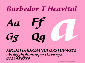 Barbedor T Heavy Italic Version 001.005 Font Sample