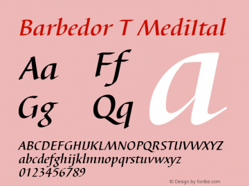 Barbedor T Medium Italic Version 001.005图片样张