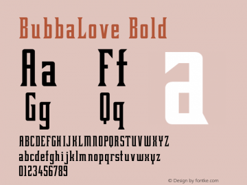 BubbaLove-Bold Version 001.000 Font Sample