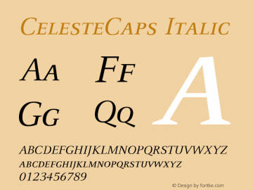 CelesteCaps-Italic Version 001.000 Font Sample