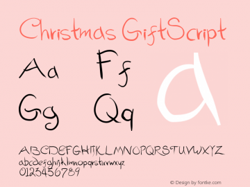 ChristmasGiftScript Version 001.000 Font Sample