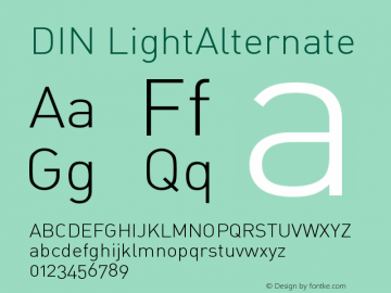 DIN-LightAlternate Version 001.000 Font Sample