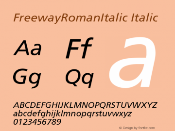 FreewayRomanItalic Version 001.001图片样张