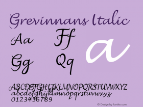 GrevinnansItalic Version 001.000 Font Sample