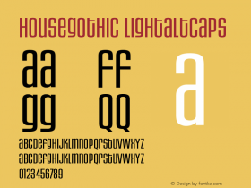 HouseGothic-LightAltCaps Version 001.000 Font Sample