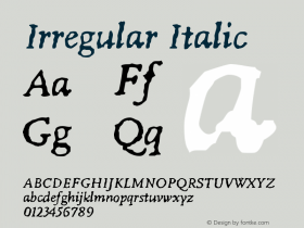 Irregular-Italic Version 001.000 Font Sample
