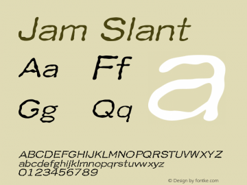 Jam-Slant Version 001.000 Font Sample