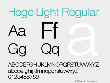 HegelLight Regular 1.0 Sat May 15 15:28:19 1999 Font Sample