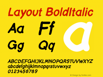 Layout-BoldItalic Version 001.000 Font Sample
