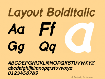 Layout-BoldItalic Version 001.000 Font Sample