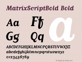 MatrixScriptBold Version 001.000 Font Sample
