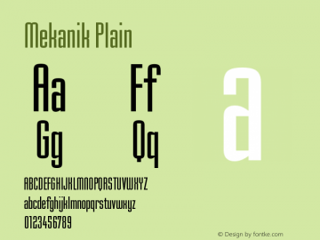 Mekanik Plain Version 1.0 Font Sample