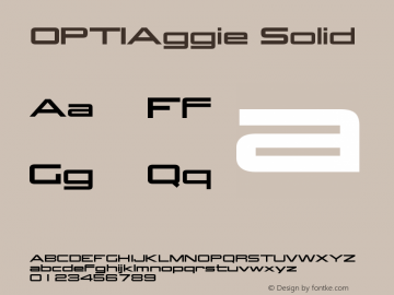 OPTIAggie-Solid Version 001.000 Font Sample