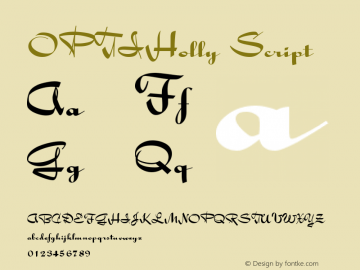 OPTIHolly-Script Version 001.000 Font Sample