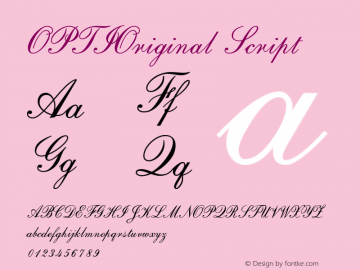OPTIOriginal-Script Version 001.000 Font Sample