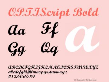 OPTIScript-Bold Version 001.000 Font Sample
