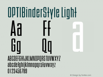 OPTIBinderStyle-Light Version 001.000 Font Sample
