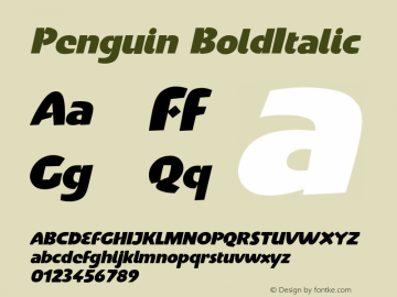 Penguin-BoldItalic Version 001.000 Font Sample