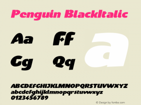 Penguin-BlackItalic Version 001.000 Font Sample