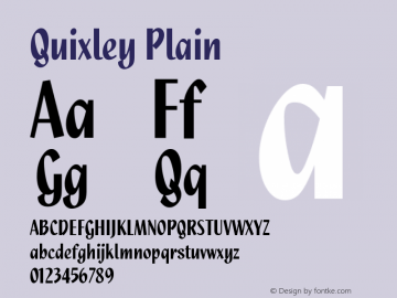 Quixley Plain Version 1.0 Font Sample