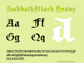 SabbathBlackHeavy Version 001.000 Font Sample