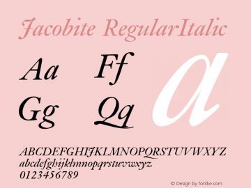 Jacobite RegularItalic 1.0 Fri Nov 03 09:35:50 1995图片样张