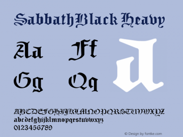 SabbathBlackHeavy Version 001.000 Font Sample