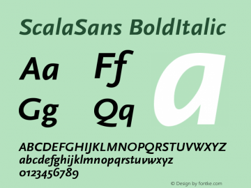 ScalaSans-BoldItalic Version 001.000 Font Sample