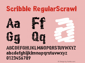 Scribble-RegularScrawl Version 001.000 Font Sample