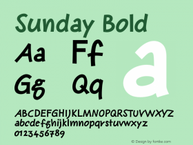 Sunday-Bold Version 001.000 Font Sample