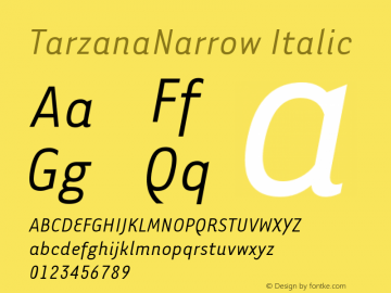 TarzanaNarrowItalic Version 001.000 Font Sample