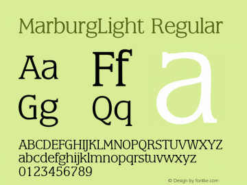 MarburgLight Regular 1.0 Fri Nov 03 10:53:37 1995图片样张