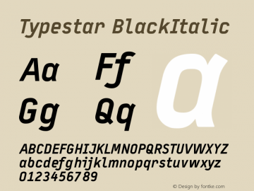 Typestar-BlackItalic Version 001.000 Font Sample