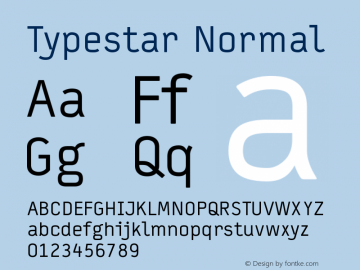 Typestar-Normal Version 001.000 Font Sample