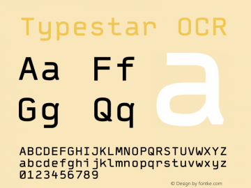Typestar-OCR Version 001.000 Font Sample